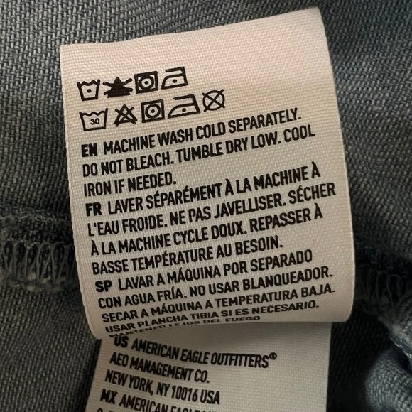 American Eagle Ruffled Bubble Crop Denim Blouse - Picture 4 of 6